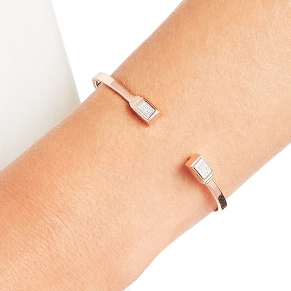 Monica Vinader Baja Deco Thin Diamond Cuff Bangle18K  Rose Gold Vermeil - Picture 2 of 6